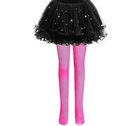 Achlibe Girls Kids Halloween Ballet Tights Fish Net Stockings Stretch Capri Leggings Long Yoga Pants Trousers (C-Rose Red, 4-7 Years)
