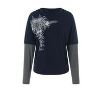 Achlibe Women Grunge Shirt Y2k Graphic Print Gothic Long Sleeve Crewneck Teens Girls Patchwork Going Out Tops (A-Grey 1, M)