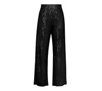 Achlibe Women Sequins Decor Wide Leg Pant Surface Casual Elastic High Waist Glitter Palazzo Pants (Black, S)