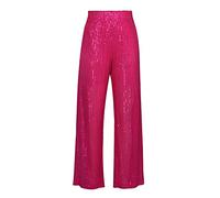 Achlibe Women Sequins Decor Wide Leg Pant Surface Casual Elastic High Waist Glitter Palazzo Pants (Rose Red, S)