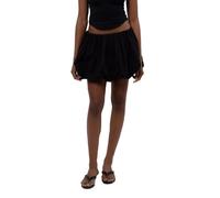 Achlibe Women's Mini Lantern Skirt Casual Loose Fitting Elastic Waist Solid Color Short Puffball Skirt Summer Skirt (Black, L)