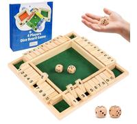 ACHLIGL Shut The Box Game 2-4 Player Wooden Dice game - Classic Wooden Board Games Mathematics Traditional Board Dice Holiday Fun Game for Pubs Family Parties (Green)