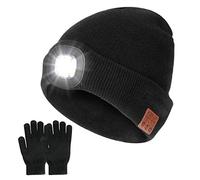 Achort Wireless Bluetooth Beanie Hat with LED Headlamp V5.0 Touchscreen Gloves USB Rechargeable Music Hat Washable for Men Women Running Skiing Hiking Camping Cycling