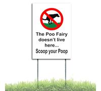 Achtung hier ist kein Hundeklo Sign, 30 x 20 cm, Double-Sided Printed No Dog Toilet Sign with Metal Holder, Funny Pet Set, No Dog Poop Warning Signs, White and Red