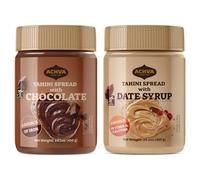 Achva Sesame and Chocolate & Sesame and Date Syrup - 2 x 400G Kosher Spreadable Tahini Chocolate and Date Syrup - Made from Natural Sesame Paste Tahini Snack.