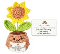 ACHYHAVIN Positive Handmade Sunflower Crochet Doll - with Card Deserve All The Good Thing - Emotional Support Gifts for Teacher,Coworker,Best Friend,Mom,Dad,Sister - Birthday, for Women,Men