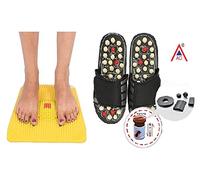 ACi Acupressure Power Mat And Spring-Magnetic Slippers Combo For Complete Body Blood Circulation-Multicolour