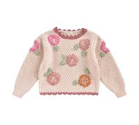 Acia Embroidered Flowers Baby Sweater Powder pink 6 months