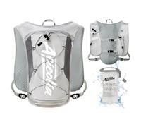 Acicolia Running Vest Women Men,Ight Reflective Hydration Vest Pack with 1500ml Water Bladder Bottle,Adjustable Hydration Vest For Hiking Trail Cycling Marathon (Gray, One Size)