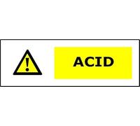 Acid | 15cm x 5cm | Yellow - Dibond Aluminium Sign for Chemical Safety, Laboratories, Industrial Sites, and Hazardous Material Handling