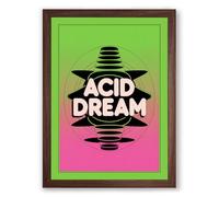Acid Dream Retro Framed Wall Art Print A4 (29.7×21cm) Walnut, Wall Decor for Living Room, Bedroom, Office & Home, Ready to Hang, Art Gift