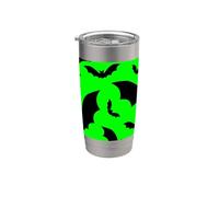 Acid Green Halloween Vampire Bats Goth Scary Macabre Horror Stainless Steel Insulated Tumbler