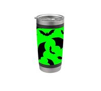 Acid Green Halloween Vampire Bats Goth Scary Macabre Horror Stainless Steel Insulated Tumbler
