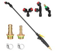 Acid Resistant Sprayer Wand with 4 Types of Nozzles, Sprayer Wand Replacement with 1/4" & 3/8" Brass Barbs and 2 Hose Clamps