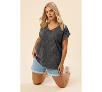 Yours Curve Acid Wash Heavyweight Top - Women's - Plus Size Curve Grey