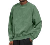 Acid Wash Mens Sweatshirt Mens Round Neck Sweatshirt Long Sleeve Vintage Sweatshirts Oversized Streetwear Loose Fit Sweatshirts Drop Shoulder Pullover Thickened Gothic Jumpers Distressed Top