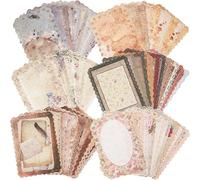 Acidea 60 Sheets Lace Edged Scrapbook Stationery Paper Assorted Set, 6 Pack Scrapbook Vintage Paper for Junk Journaling, Bullet Journaling, Scrapbooking Supplies and Collage Background 4.9x6.9 Inch