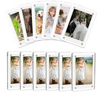 Acidea Acrylic Fridge Magnetic Photo Frame, 12Pcs Double Sided Refrigerator Magnet Picture Frame for Polaroid Fujifilm Instax Mini, 6 x 9 cm Mini Photo Frames for Fridge Magnets