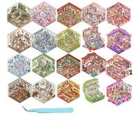 Acidea DIY 3D House Stickers, 20 Sets Sticker Therapy Scenes for Kids, Fun Cute Cartoon Stickers Scene Make Your Own Mini Room Scenes Miniature Shop for Relief Stress Pass The Time