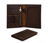 Acidea Full Grain Leather Passport Holder, Airtag Passport Holder with RFID Blocking, Passport Wallet Passport Cover Case for 2 Passports with 5 Card Slots (Coffee)