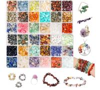 Acidea Gemstone Chip Beads, 1800PCS 36 Colors Crystal Jewelry Kit, 5mm to 8mm Irregular Crushed Chip Drilled Crystal Bead for Jewelry Making Necklace Bracelet DIY Crafts, Crafts Gift Set for Adults