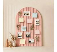 Acidea Large Arched Felt Bulletin Board, 35" x 24" Pink Cork Board Alternative, 6 Pack Push Pin Boards with Safe Removable Adhesive Tabs and Push Pins, Vision Boards Perfect for Display Your Photos