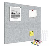 Acidea Large Cork Board Alternative, 60X60cm 4pcs Felt Wall Tiles with Safe Removable Adhesive Tabs and 30pcs Push Pins, Square Felt Cork Board for Home Office Wall Decor Tack Board