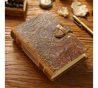 Acidea Leather Journal Notebook, Embossed Antique Handmade Kraft Diary