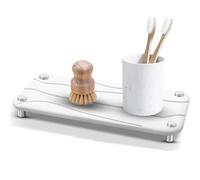 Acidea Quick Drying Stone Sink Tray, Instant Dry Sink Organizer Bathroom, Water Absorbing Stone Tray for Sink, Fast Drying Diatomaceaous Earth Sink Caddy for Kitchen Bathroom Counter, 11x4.3in, White