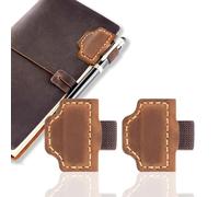 Acidea Set of 2 Genuine Leather Magnetic Bookmark with Pen Holder, Personalized Handmade Double Sided Magnetic Bookmarks for Reading, Vintage Leather Bookmark for Book Lovers Reading Men Women