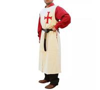 ACIMMI Medieval Knight Surcoat, Red and Cream Crusader Tunic, Cotton Blend LARP Costume, Adult Size