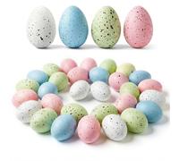Acina 32pcs Easter Speckled Eggs: Pastel Plastic Easter Eggs Empty, Hollow Easter Egg Displays Fillers for DIY Decor, Vase Filler, Easter Basket Stuffers (Pink, Blue, White, Green)