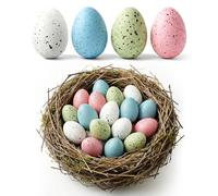 Acina Easter Speckled Eggs Decorations - Bulk Plastic Easter Eggs for Spring Decor Displays, 2.4In Realistic Speckled Eggs for Vase Fillers, Easter Basket Stuffers (Pink, Blue, White, Green,16 Pcs)