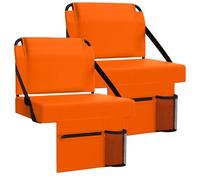 ACIPENSER 2pcs Stadium Seat for Bleachers with Back Support，Portable Bleacher Chairs with Back and Cushion，Includes Shoulder Strap and Cup Holder，Orange