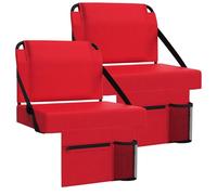 ACIPENSER 2pcs Stadium Seat for Bleachers with Back Support，Portable Bleacher Chairs with Back and Cushion，Includes Shoulder Strap and Cup Holder,Red