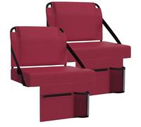 ACIPENSER 2pcs Stadium Seat for Bleachers with Back Support，Portable Bleacher Chairs with Back and Cushion，Includes Shoulder Strap and Cup Holder,Maroon