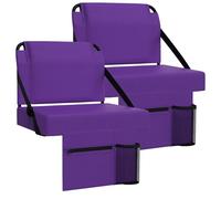 ACIPENSER 2pcs Stadium Seat for Bleachers with Back Support，Portable Bleacher Chairs with Back and Cushion，Includes Shoulder Strap and Cup Holder,Purple