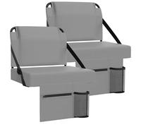 ACIPENSER 2pcs Stadium Seat for Bleachers with Back Support，Portable Bleacher Chairs with Back and Cushion，Includes Shoulder Strap and Cup Holder,Grey