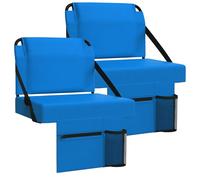 ACIPENSER 2pcs Stadium Seat for Bleachers with Back Support，Portable Bleacher Chairs with Back and Cushion，Includes Shoulder Strap and Cup Holder,Blue