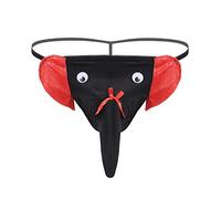 Acizi Men's Sexy Low Waist Long U Bulge Pouch Elephant Trunk Underwear Briefs (Black+Red)