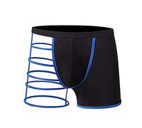 Acizi Men's Sexy Underwear Soft Elastic Pouch Boxer Briefs Hollow Out One Side (Blue)