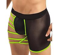 Acizi Men's Sexy Underwear Soft Elastic Pouch Boxer Briefs Hollow Out One Side (Green)