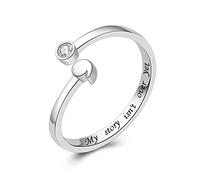 ACJNA 925 Sterling Silver Rings, My Story Isn't Over Yet Ring Adjustable Open Rings Semicolon Jewelry for Women Inspirational Gift, Open, Metal, Cubic Zirconia