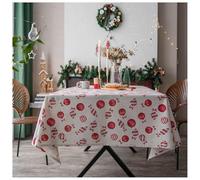 ACJSDGL Rustic Cranberry & Maple Leaf Tablecloth 55"x63" All-American Cotton Blend for Cozy Thanksgiving Feasts