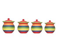 ACK 4PCs Rainbow Hand Painted Ceramic Canister with Lid, Kitchen Storage Jar, Food Storage Container, Airtight Storage Container With Rubber Seal for Coffee, Tea, Sugar, Flour