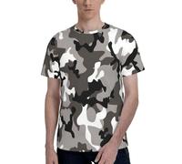 Ack Grey White Camo Men's Polyester T-Shirts,Fashion Crew Neck Short Sleeve Tees for Men Summer Basic Tops,1 Pack