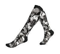 Ack Grey White Camo Print Compression Socks For Men And Women,Knee-High,Suitable For Running,Travel And Flying-1 Pair