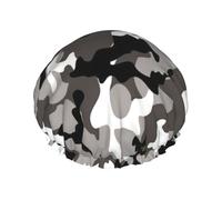 ack Grey White Camo Print Lightweight Shower Cap for Women and Men Reusable hat Soft hat and Bath Hair Cap