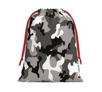 Ack Grey White Camo Print Practical Drawstring Gift Travel Pouches Men Women Multiple Occasion Daily Carry