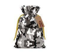 Ack Grey White Camo Print Reusable Drawstring Pouch,Perfect For Birthdays,Anniversaries,And Parties
